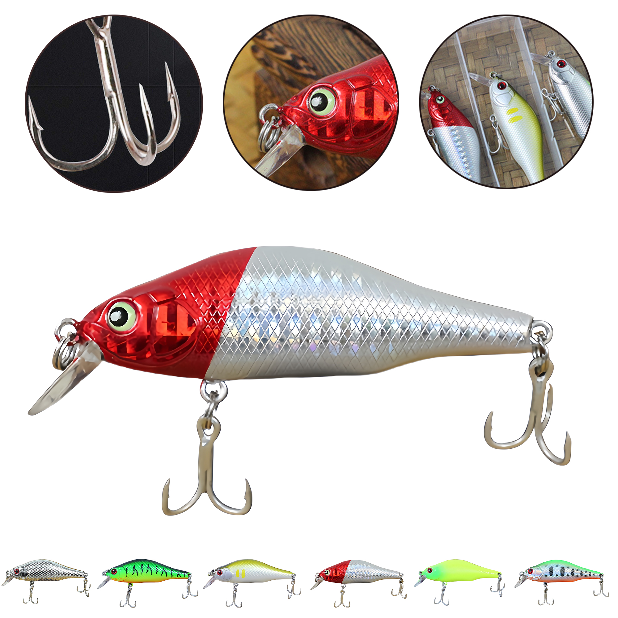 2.76" 0.3oz Japanese Floating Diving Minnow Lure for Saltwater Freshwater Casting 3
