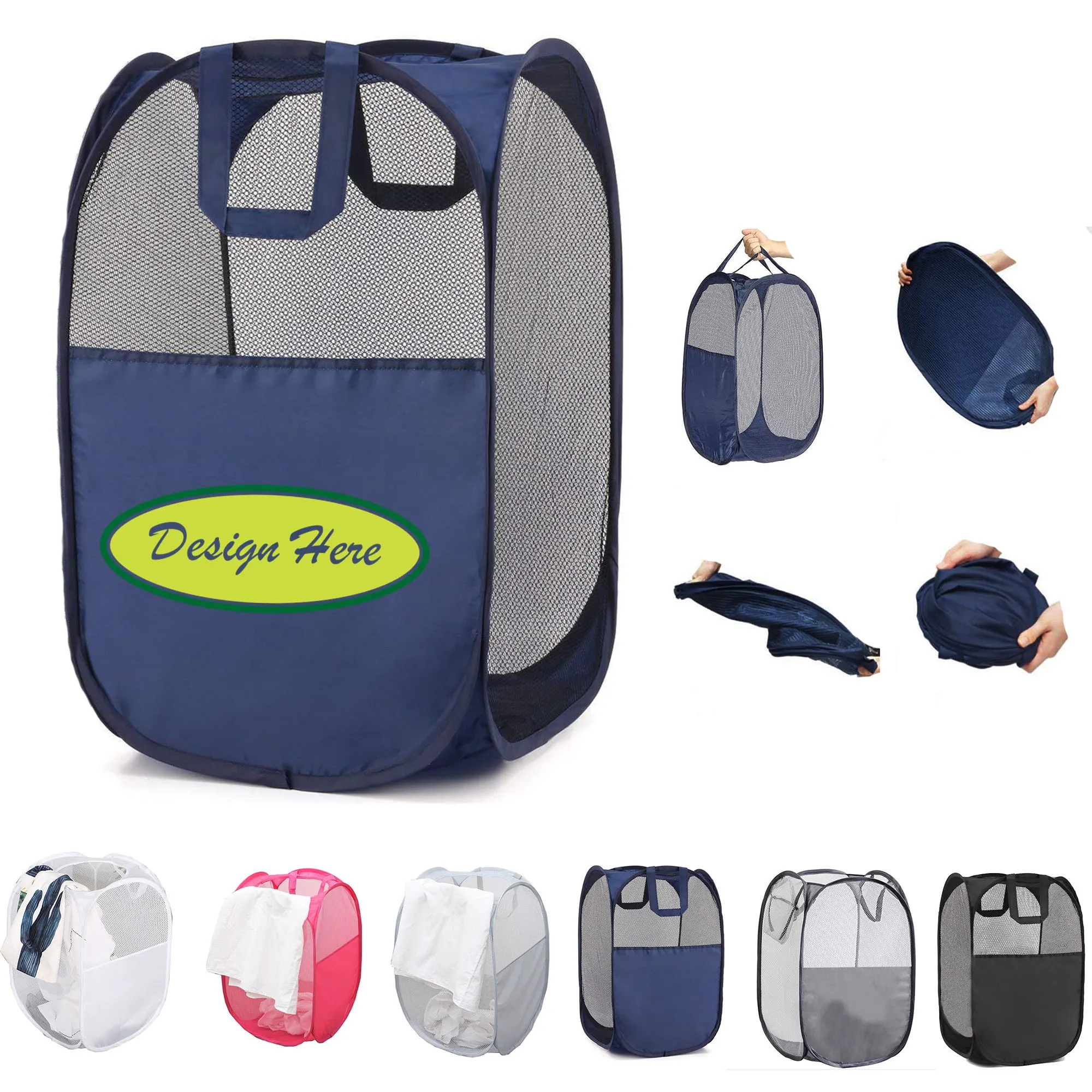 Durable Handle Collapsible Mesh Laundry Basket