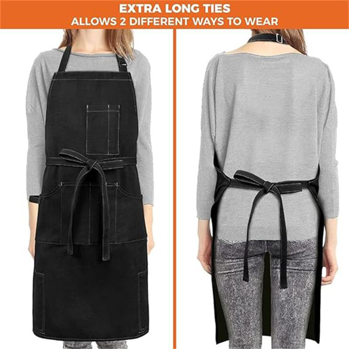 Canvas Utility Apron with Multi Pockets for BBQ & Kitchen 2