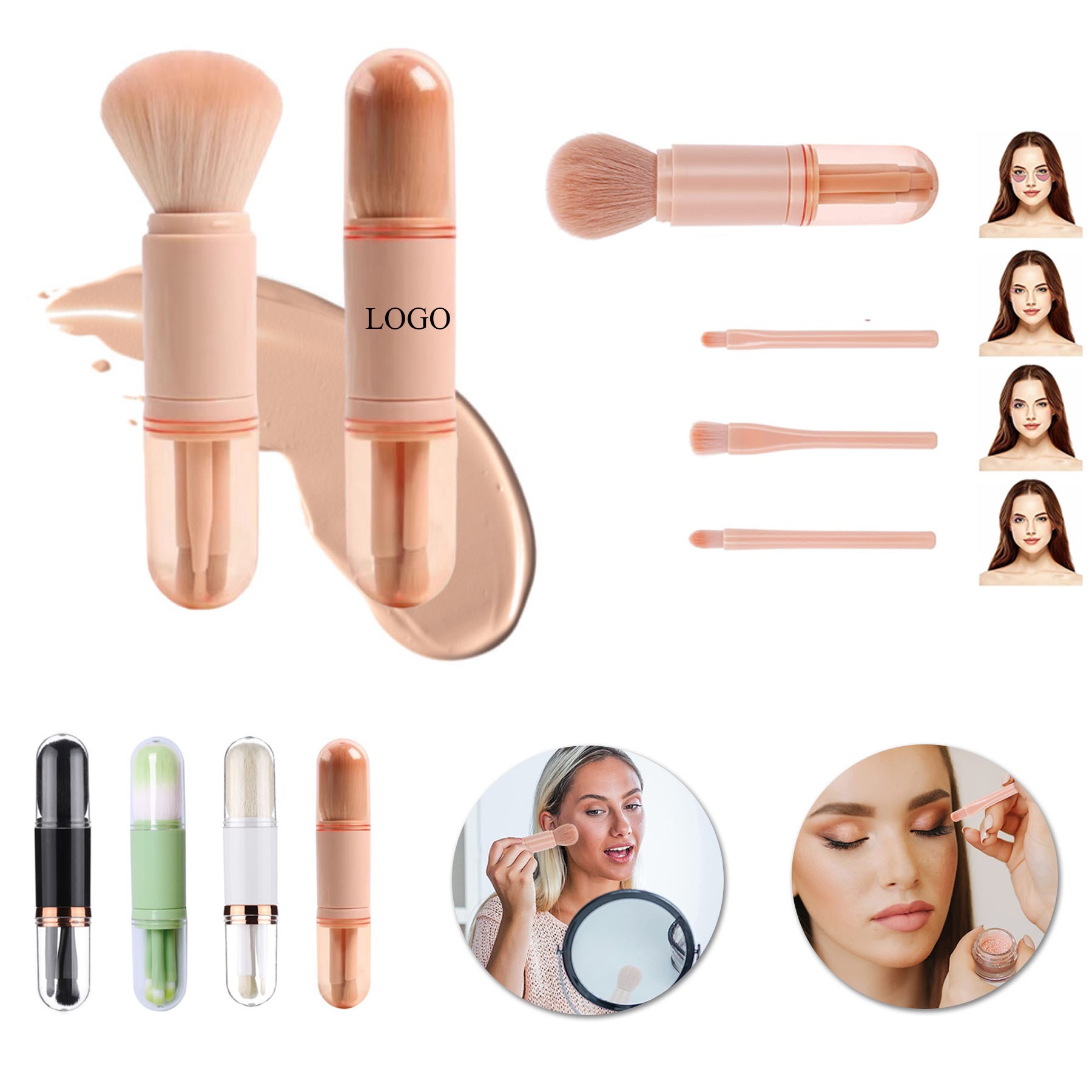 4 in 1 Retractable Makeup Brush 2