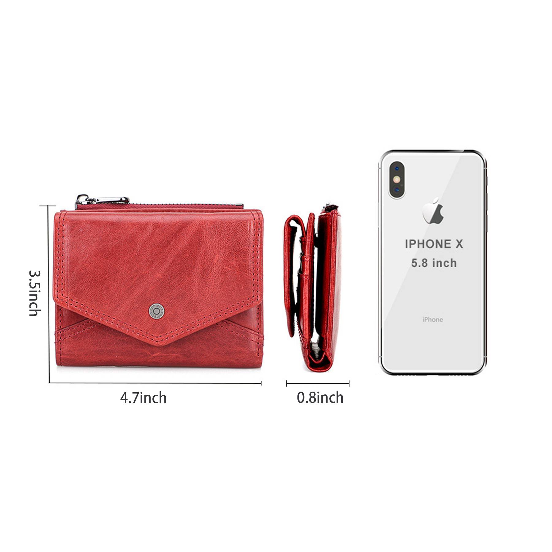 Genuine Leather RFID Anti-thief Zippered Wallet 5