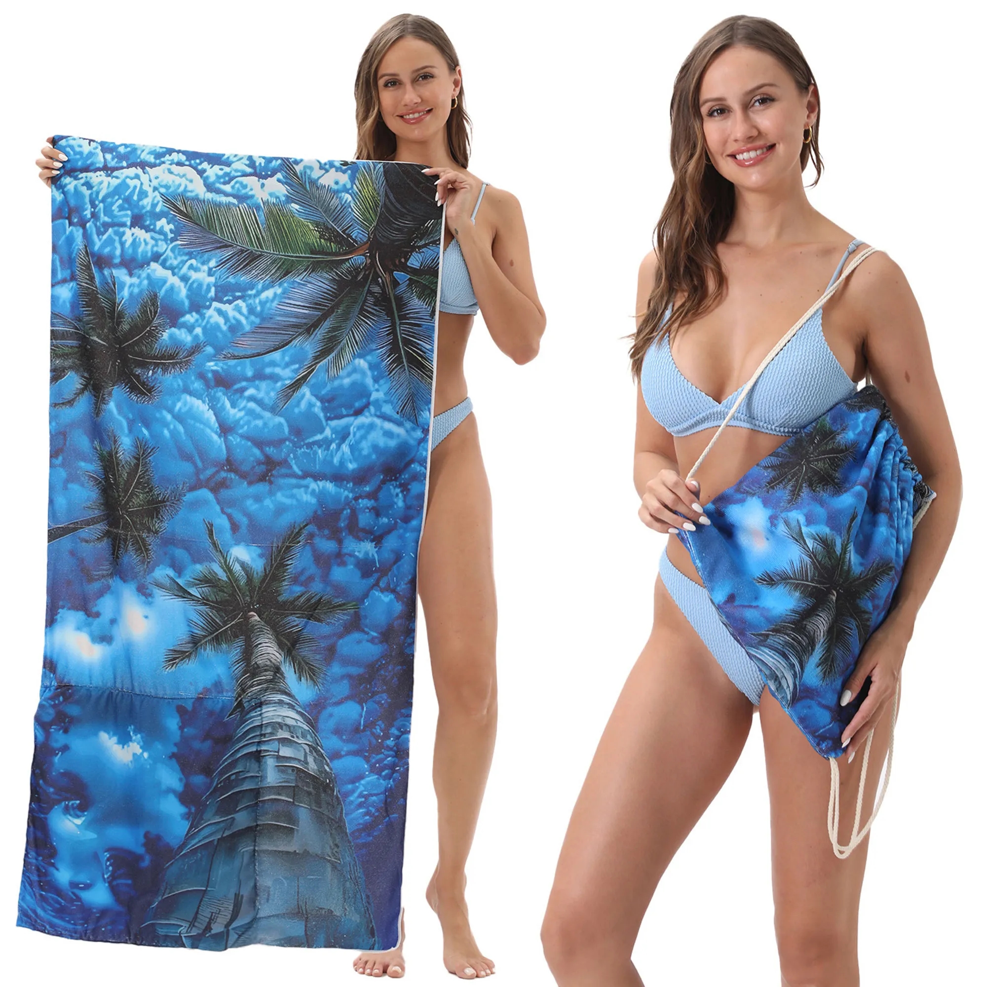 Versatile 2-In-1 Foldable Beach Towel With Storage Bag 8