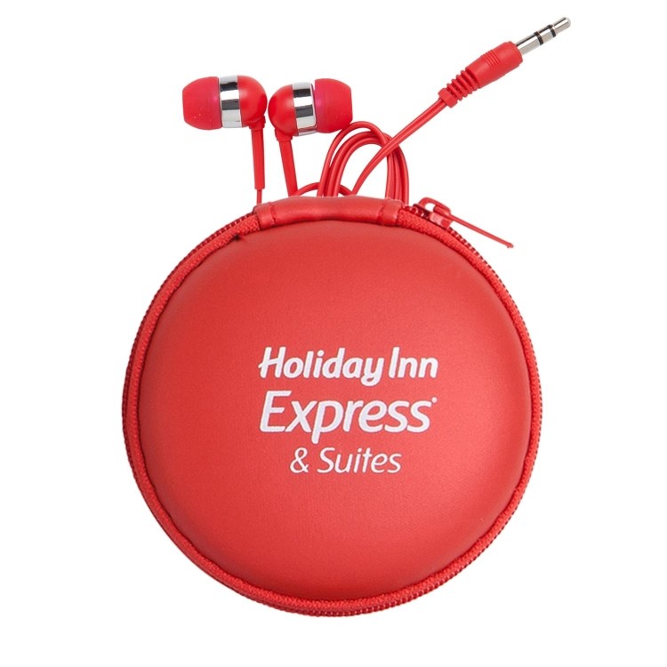 Round Eva Case with Color Match Earphones 2