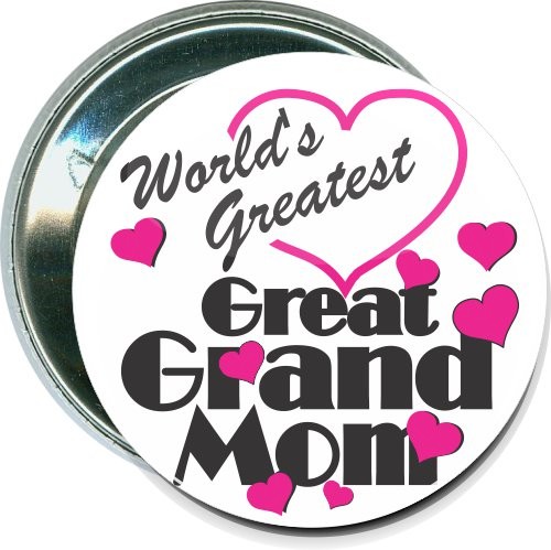 Worlds Greatest Great Grand Mom, Mothers Day Button 1