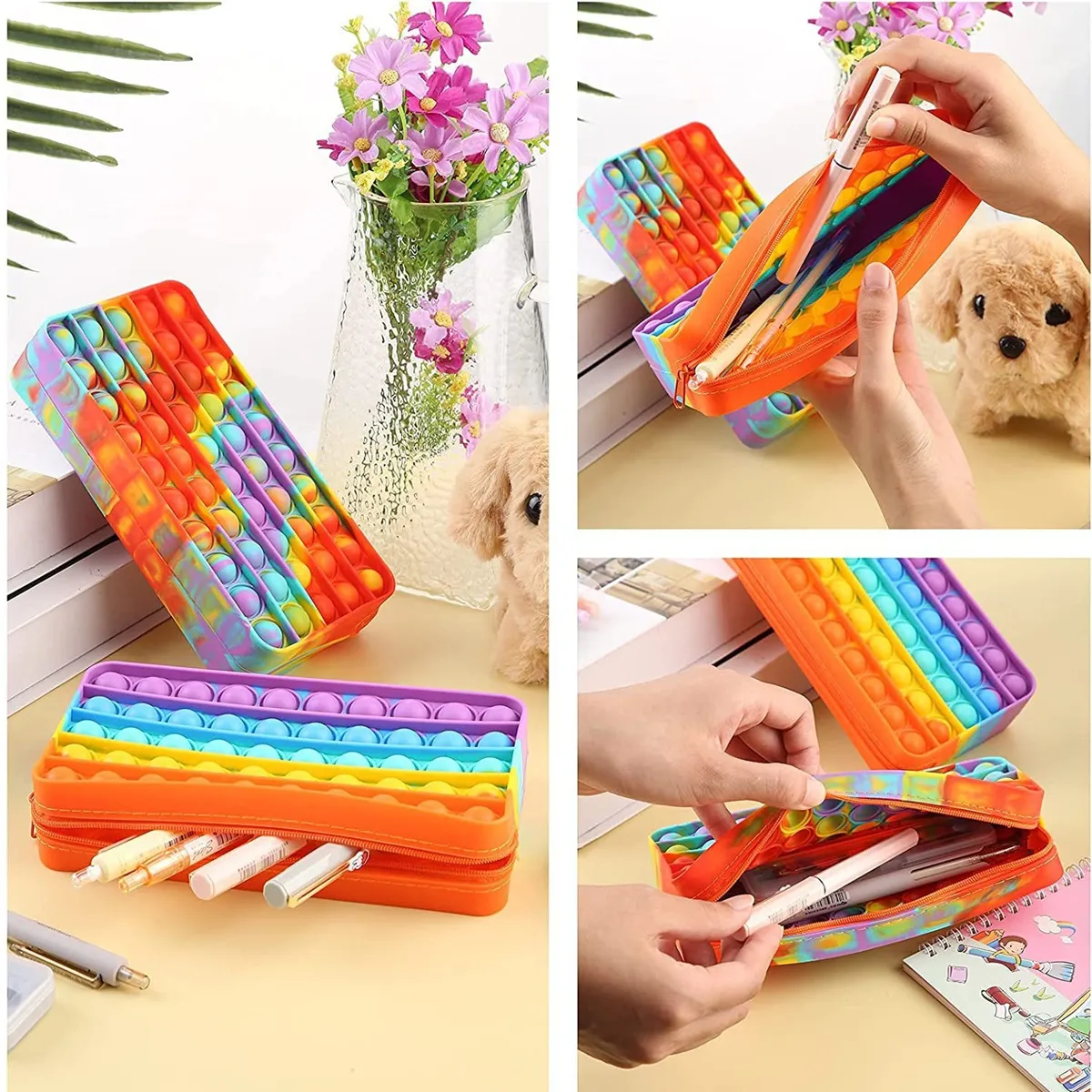 Pencil Case Sensory Silicone Bubble Toy Stationery 8