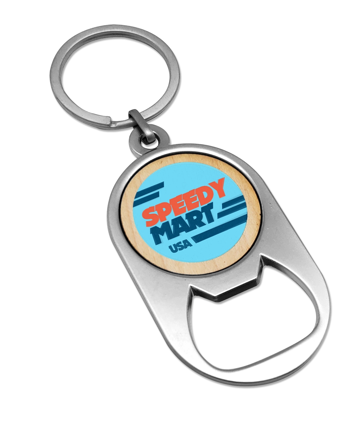 UV Color Wood Imprint Bottle Opener Keychain (Round Imprint) 2