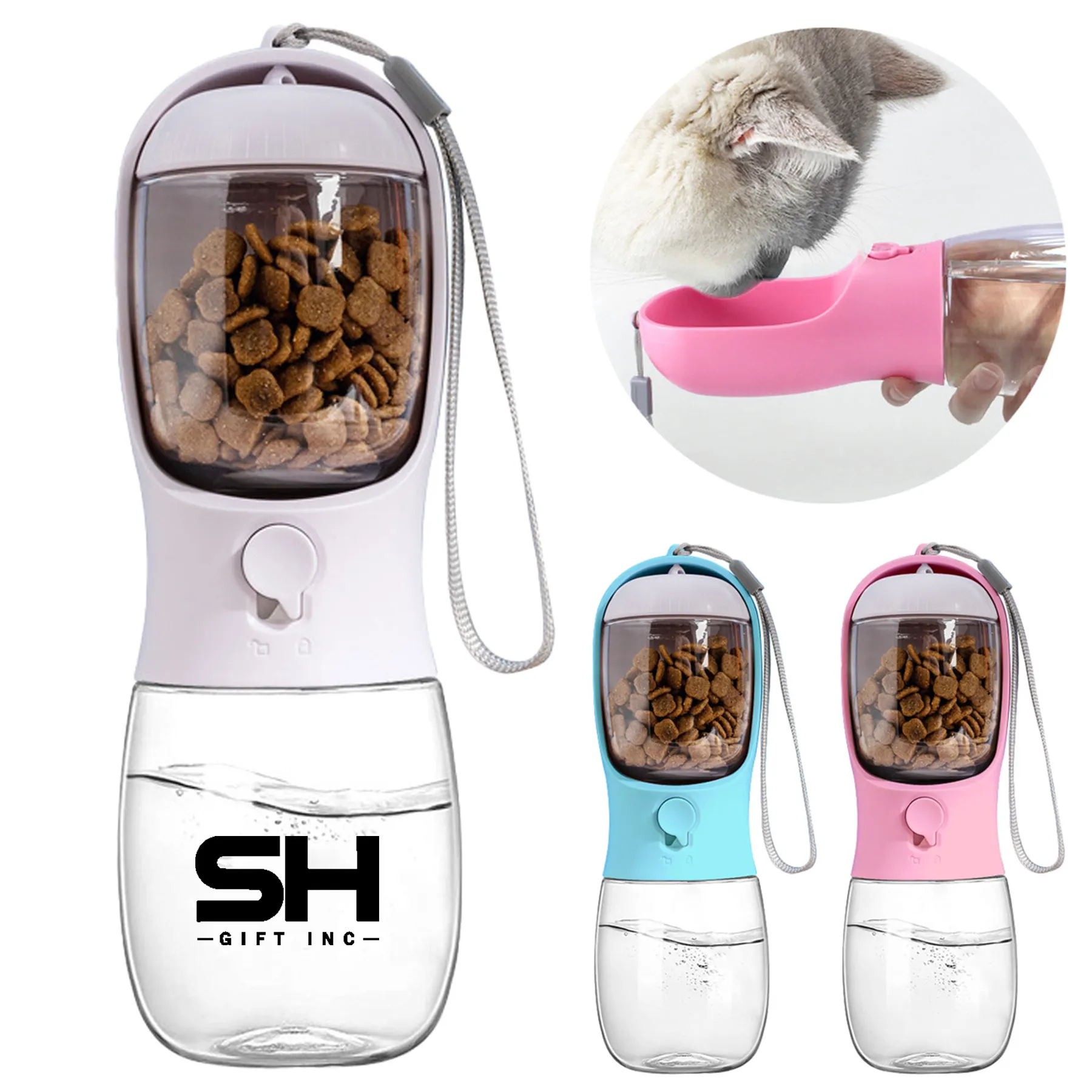 Portable Pet Water Bottle with Food Container 1