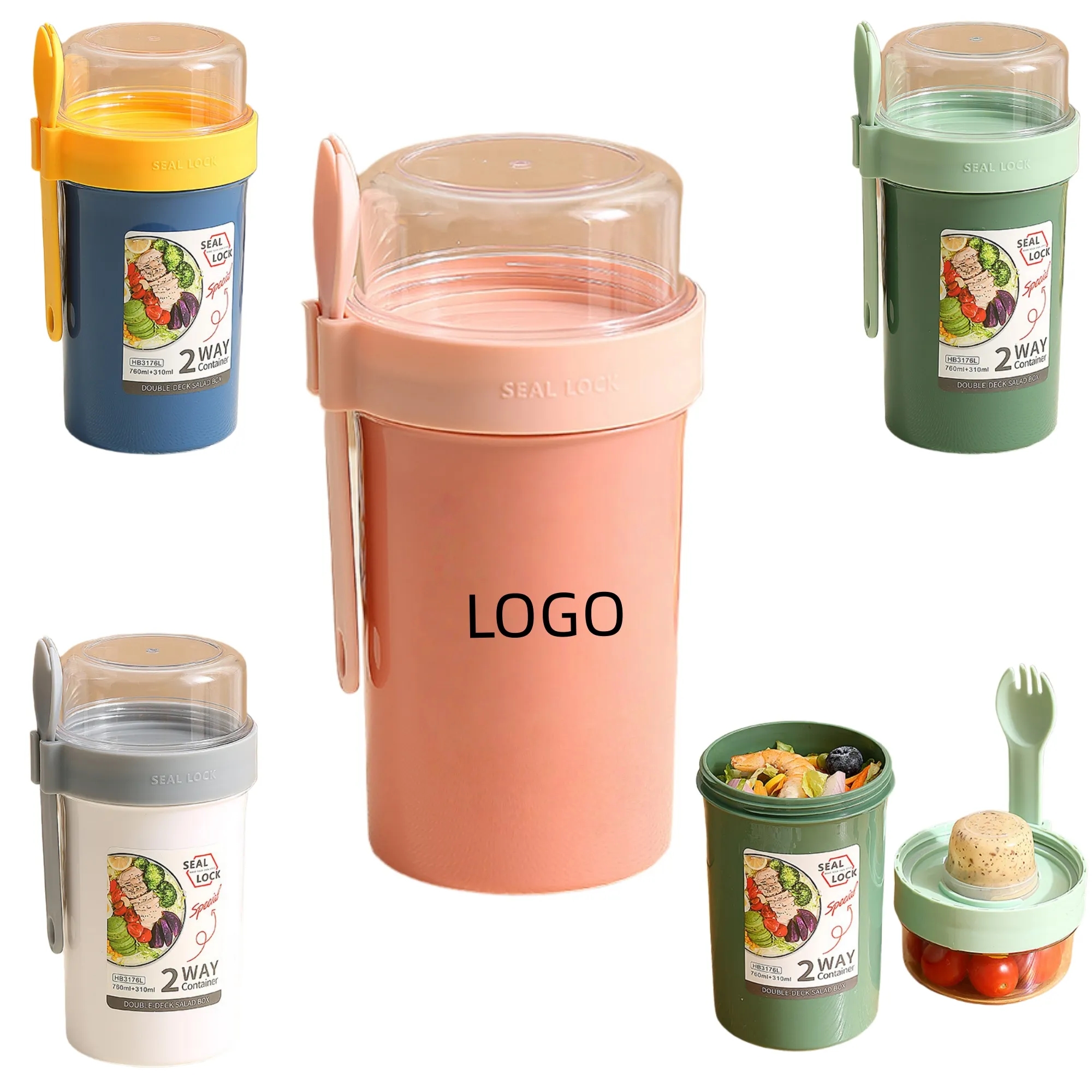 Double-Layer Breakfast Cup With Spoon 3