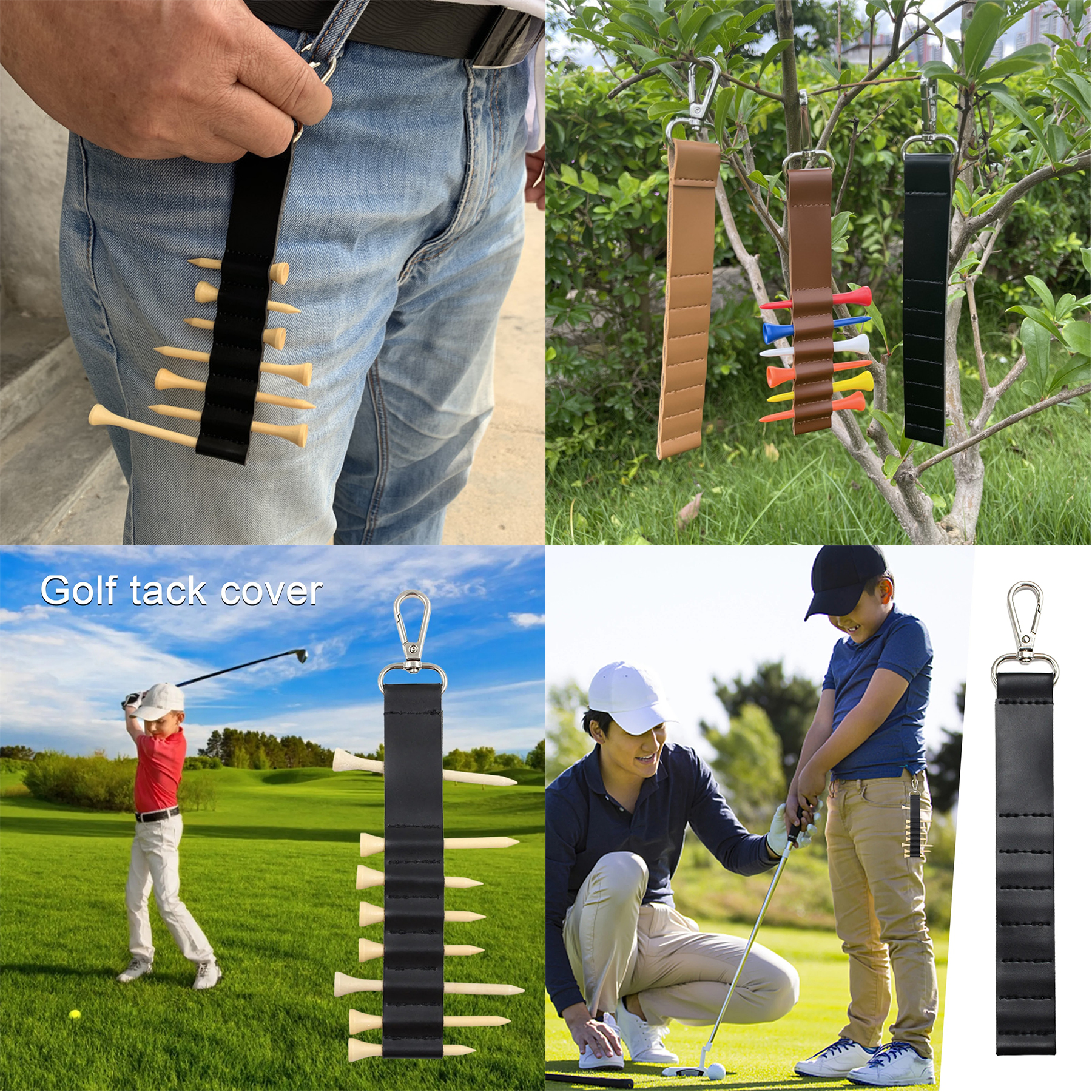 7 Holse Pu Leather Golf Tee Holder 2