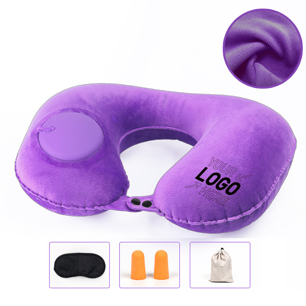 Inflatable Neck Travel Pillow Rest Air Cushion Lightweight 7