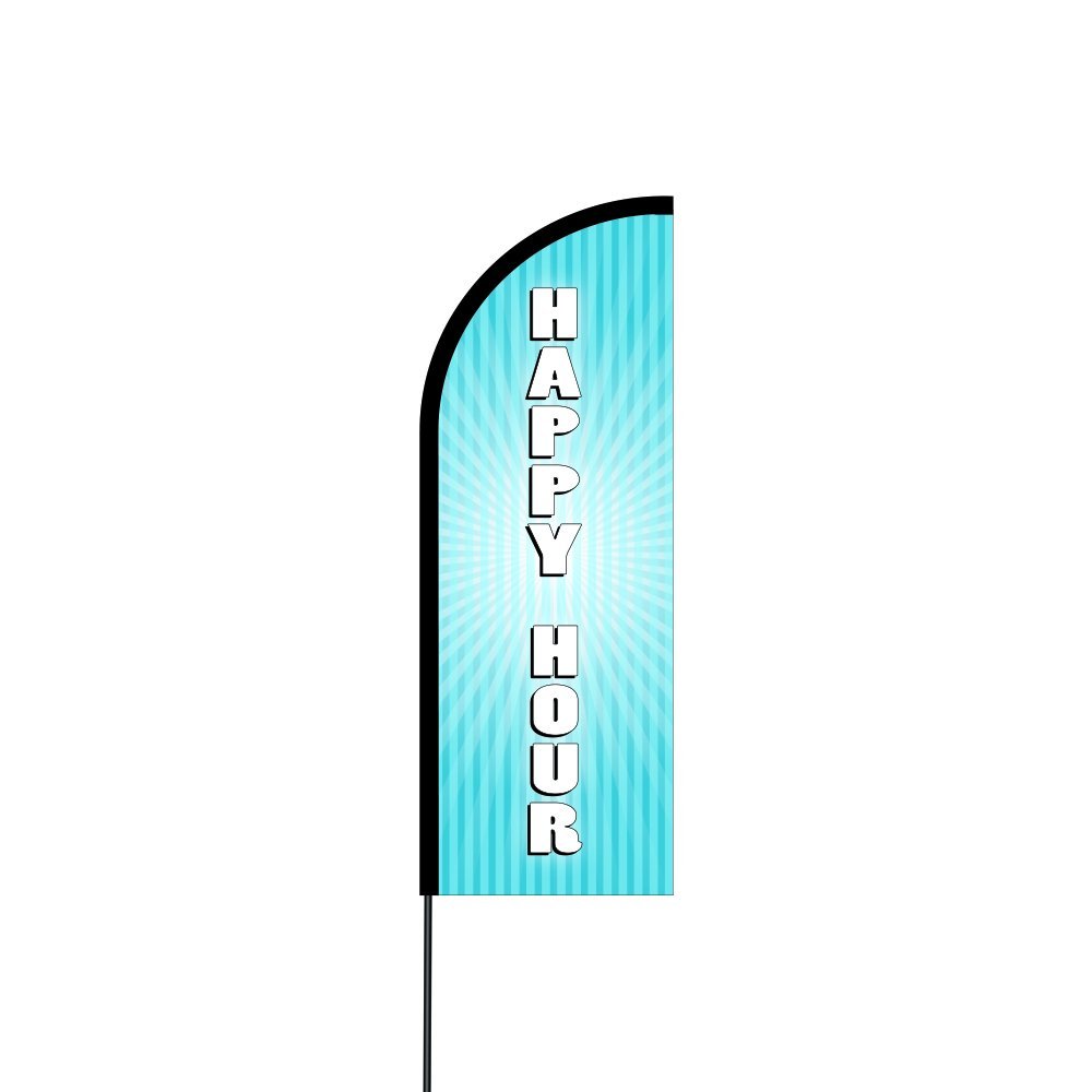 Happy Hour Flag Kit Hardware 14' Feet Feather Flag Sign Outdoor Banner 2
