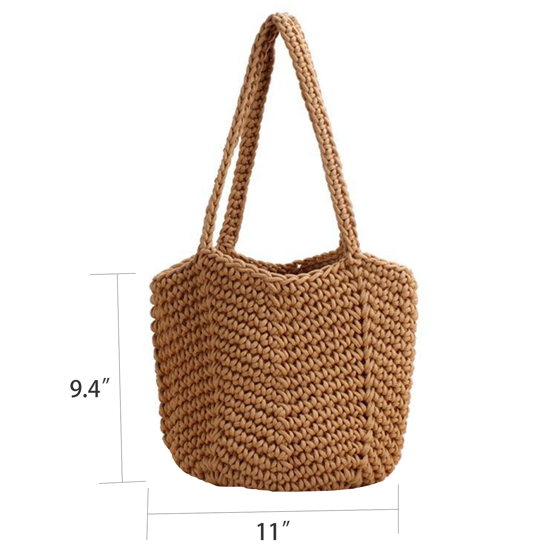 Jute Women Cotton Knitted Tote Bag Mesh Beach Bag, custom tote bag with logo imprint 8
