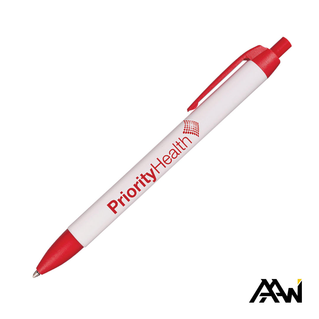 Widebody Pen w/Glossy White Barrel - Matte Colored Accent