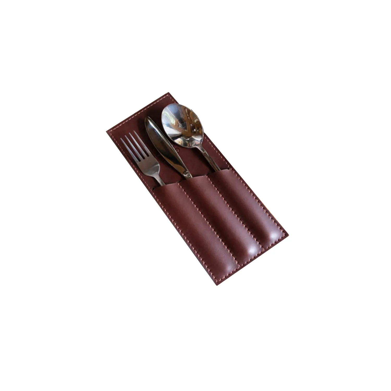 Leather Cutlery Sleeve Utensil With 3 Compartments 7