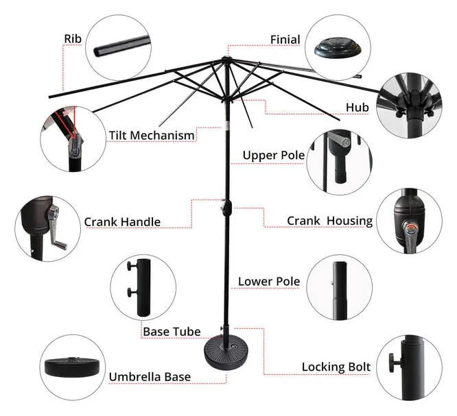 Custom Market Umbrella 8.58Ft Diameter 9