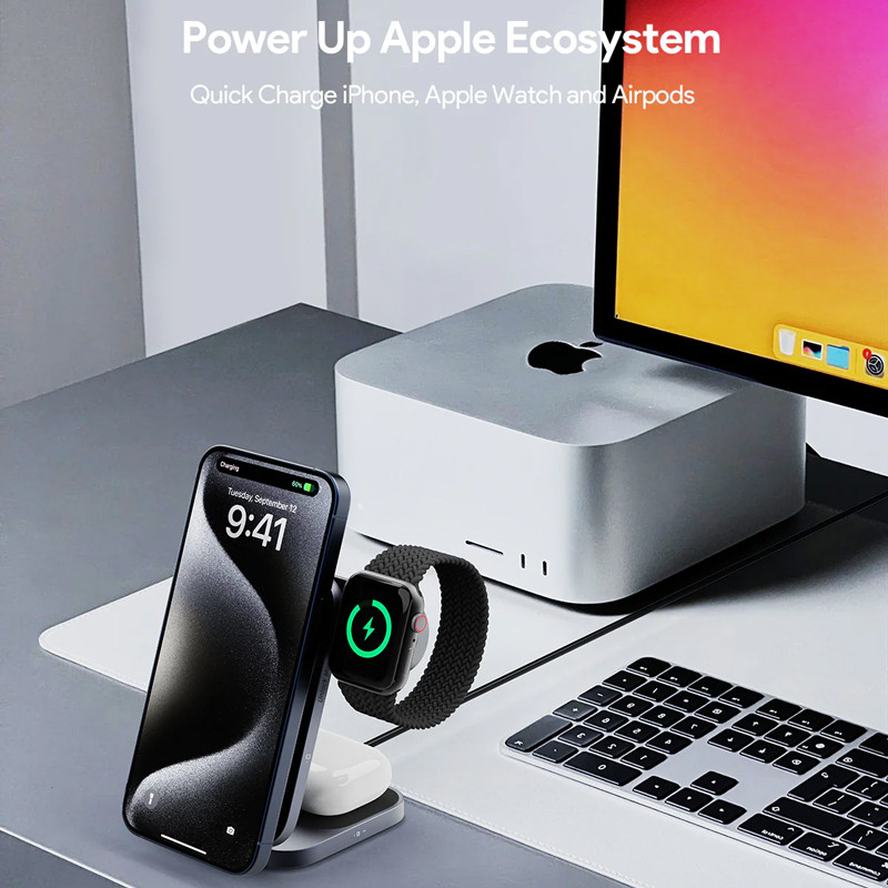 Aukey qi2 Foldable 3-in-1 Magnetic Ultra Fast Wireless Charger 13