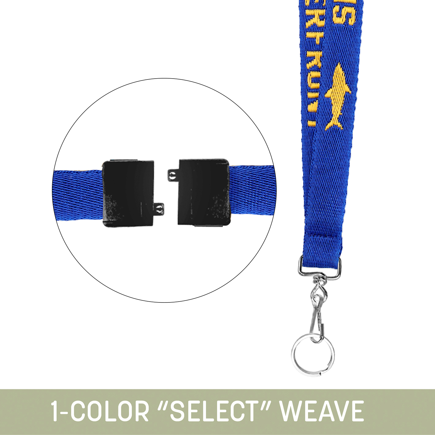 3/4" Woven lanyard w/ Swivel Snap & Split Ring & Breakaway - "Select" Weave 15