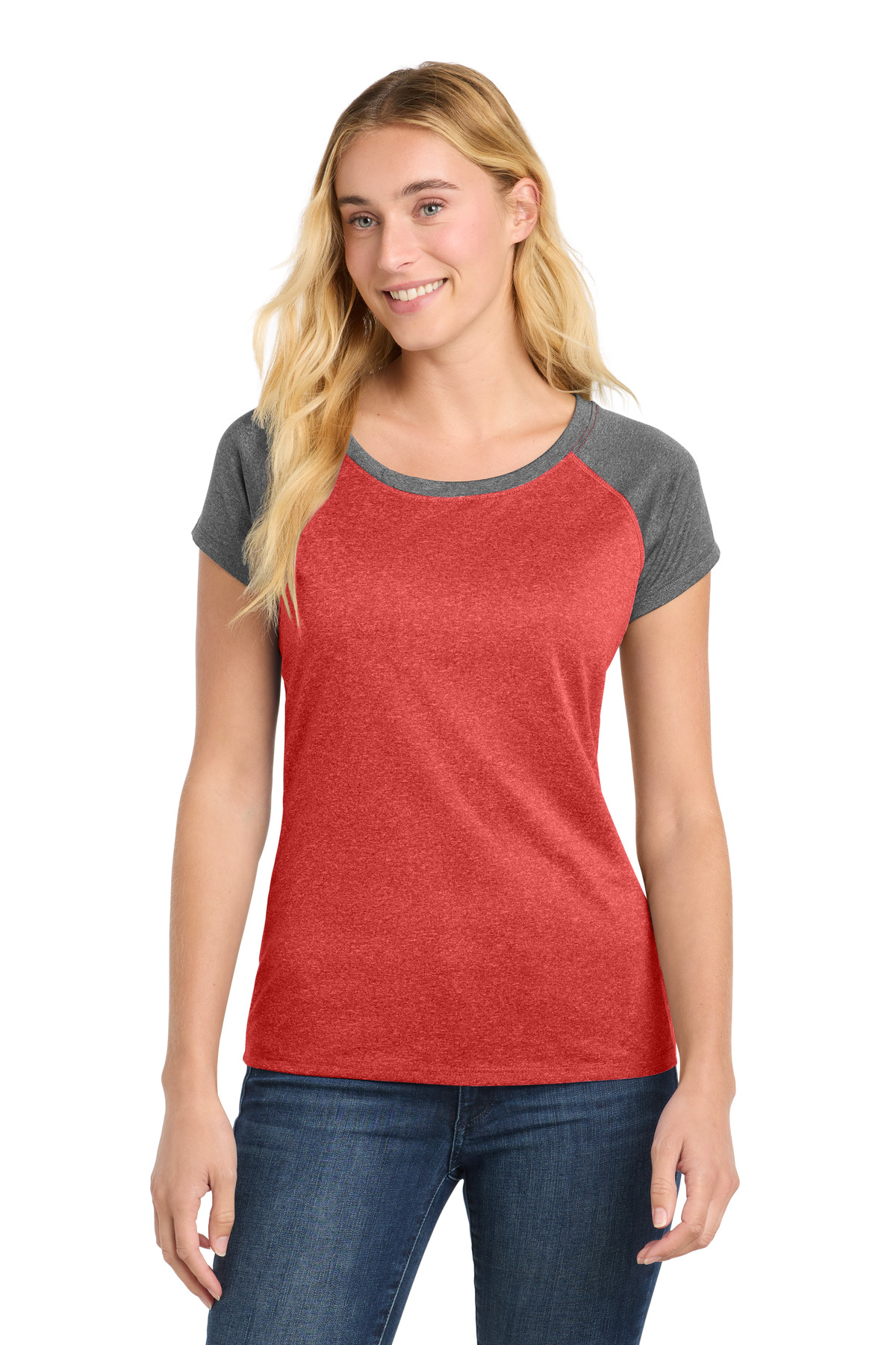 Sport-Tek Women's Heather-On-Heather Contender Scoop Neck Tee. LST362 31
