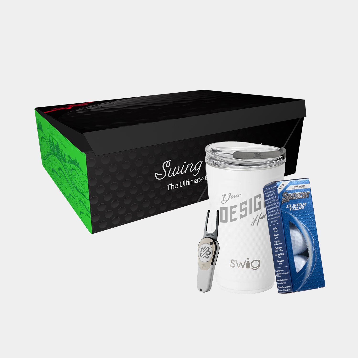 24 oz SWIG® Golf Cup SS Tumbler, Srixon® Golf Balls & Pitchfix® Icon Divot Tool Gift Set 3