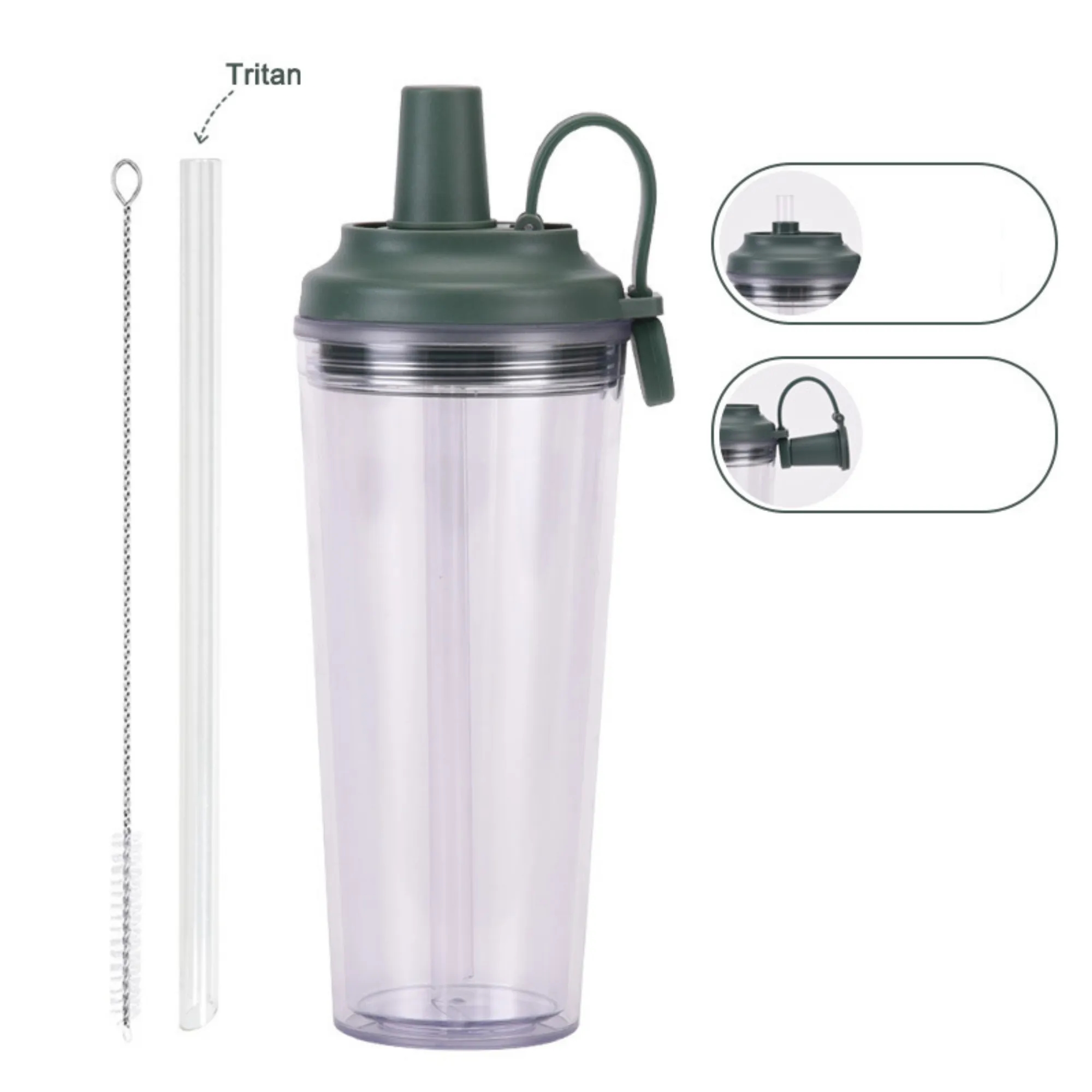 24oz Double-Layer Plastic Straw Cup 6