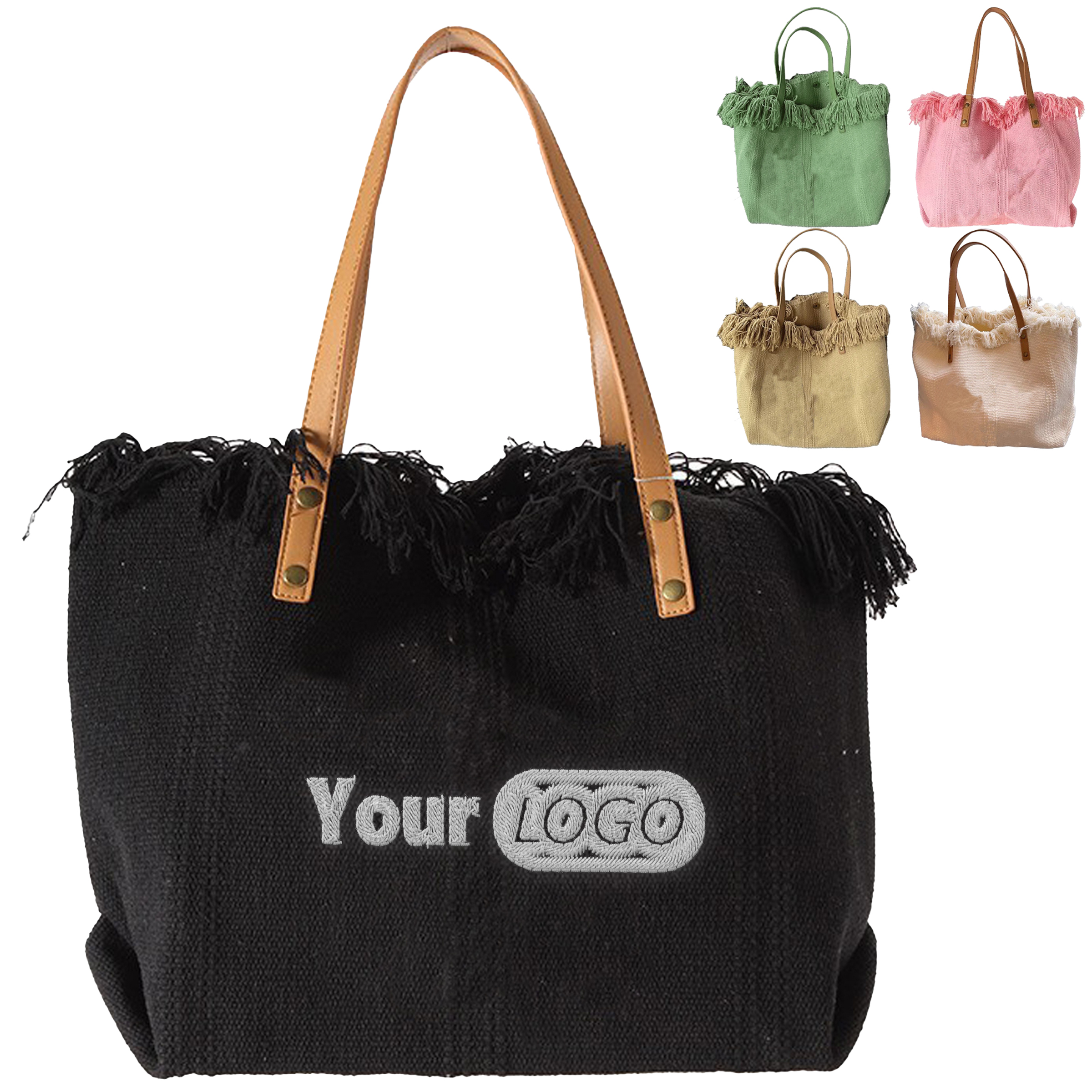 Canvas Large Capacity Embroidered Tote Bag 7