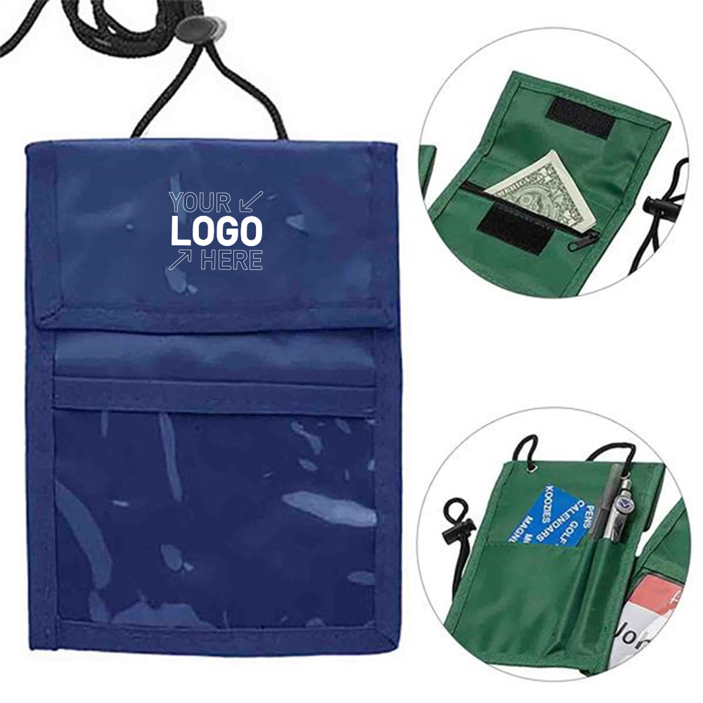 Large Badge Holder Neck Wallets With Clear Display Window 1