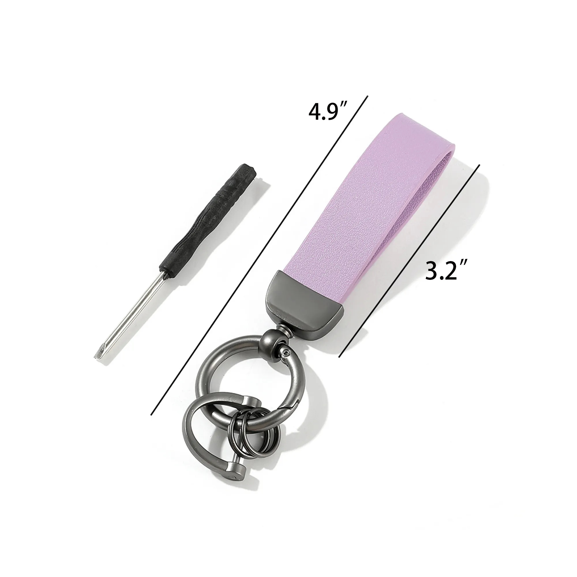 MOQ50 PU Leather Zinc Alloy Keychain With Screwdriver 4