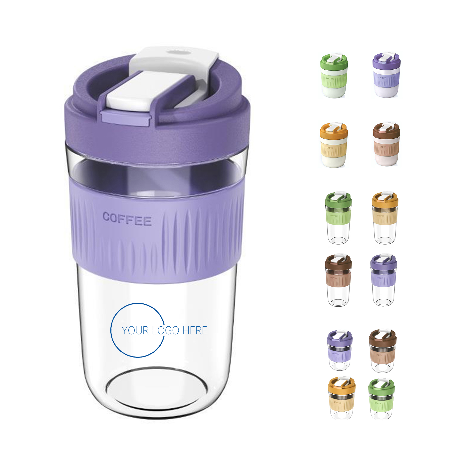 14 OZ Coffee Glass Cup With Sleeve 2