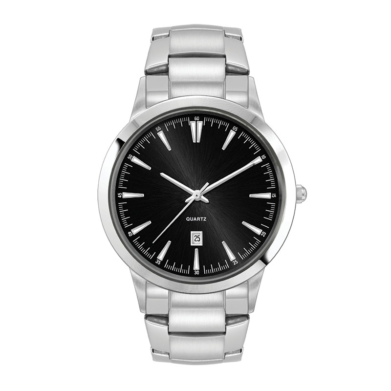 WC4074 43MM STEEL SILVER CASE, 3 HAND MVMT, BLACK DIAL, DTE DISPLAY, SILVER BRACELET, FLAT MINERAL CRYSTAL, 2