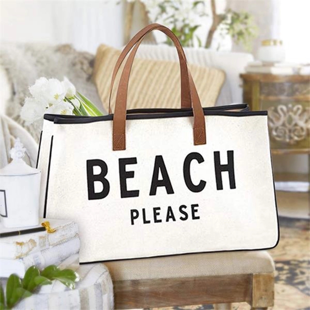 Canvas Beach Tote Bag with Handles, custom tote bag with logo imprint 4