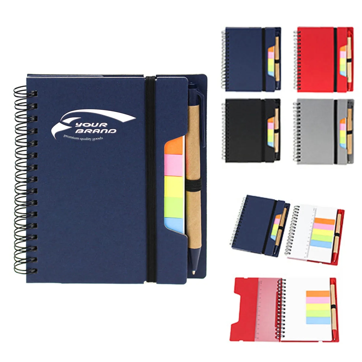 Spiral Lined Kraft Paper Bookmark Notebook with Pen Holder 4