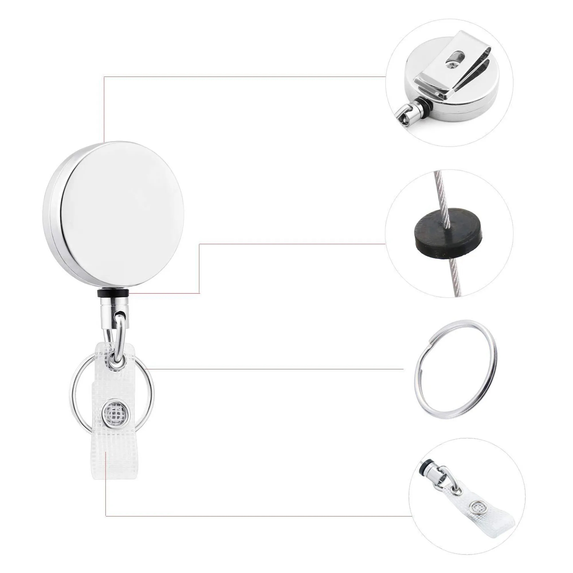 Metal Round Badge Reel With Belt Clip MOQ 100" 3