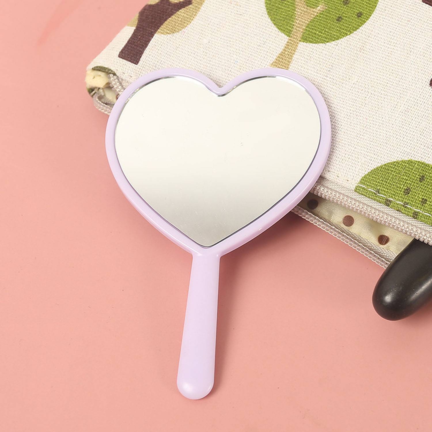 Portable Handheld Heart Shaped Makeup Mirror 2