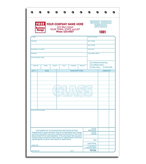 Glass Repair Work Orders, Invoices 2