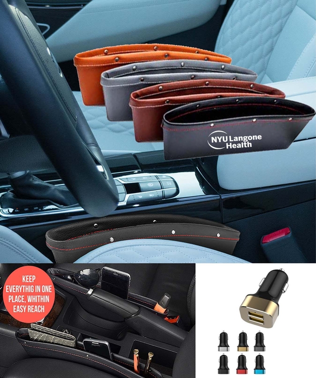 iBank ® Leatherette Car Organizer + Car Charger 1