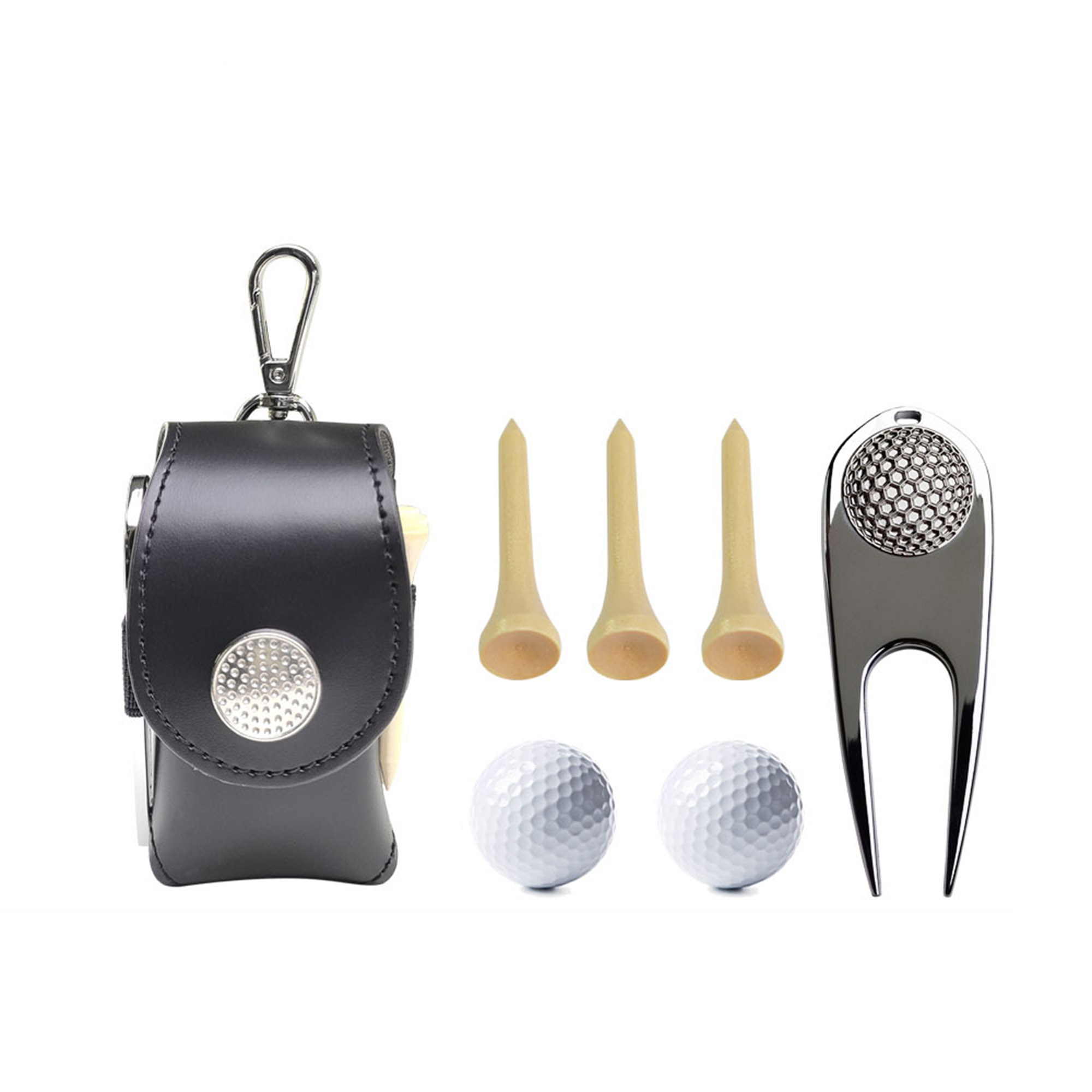 Premium PU Leather Golf Ball Holder Waist Belt Bag Sets 9