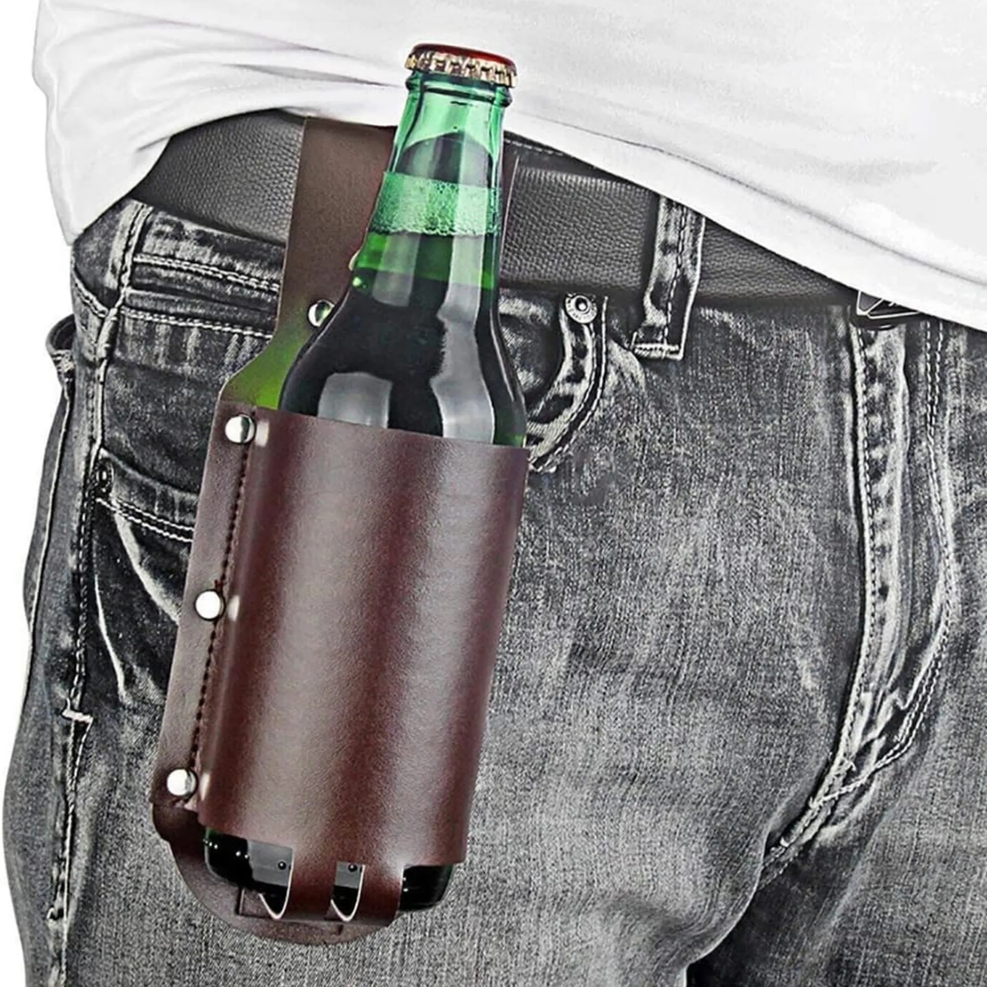PU Leather Beer Bottle Holster Holder 13