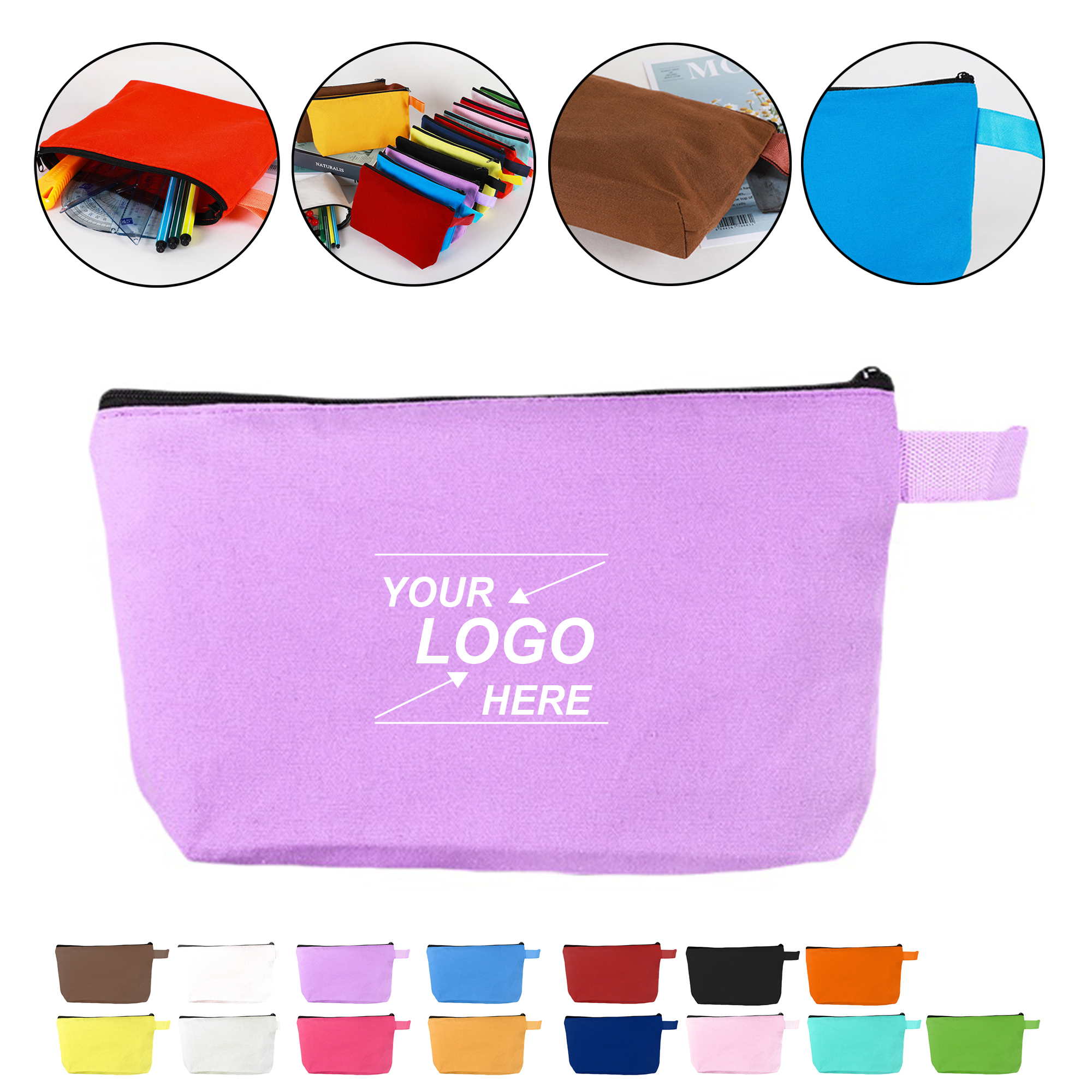 Small Cosmetic Pouch Zipper Handbag Student Stationery Pencil Case Canvas Storage Bag 15