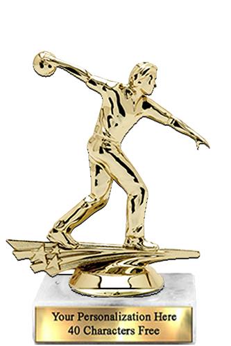 Trophy: 7", 2x3 white marble base, Star Figure Mal 2