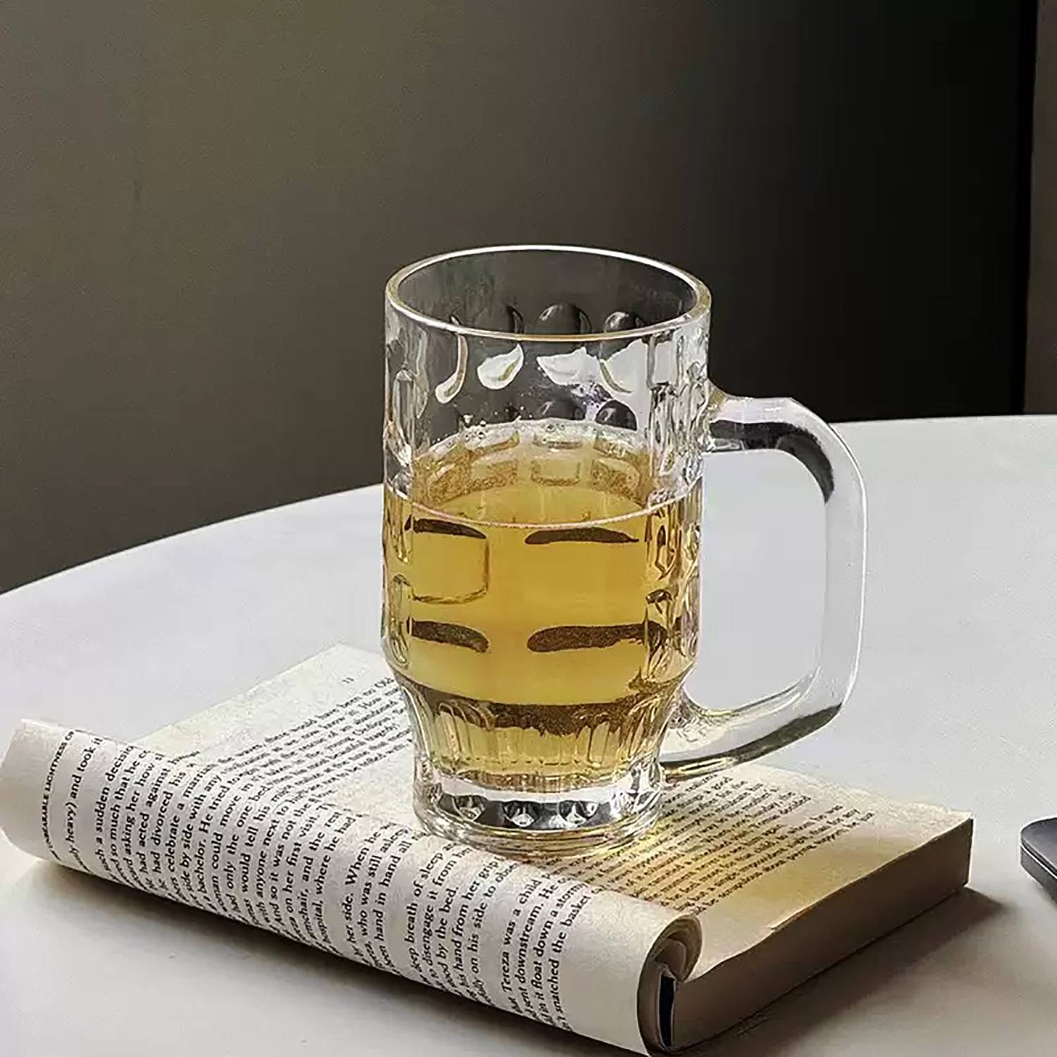 14oz Clear Beer Glass Mug w/ Handle 3
