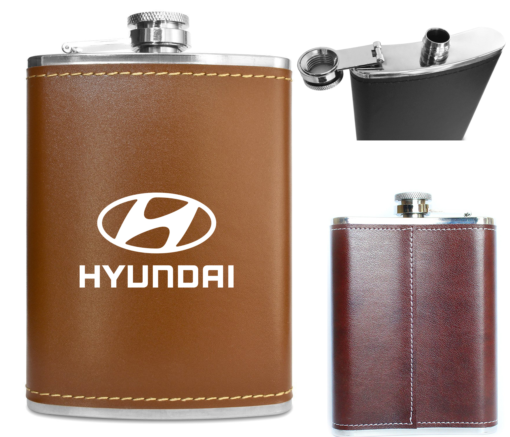 Walters Leather Premium Stainless Steel Hip Flask - 6 Oz 1