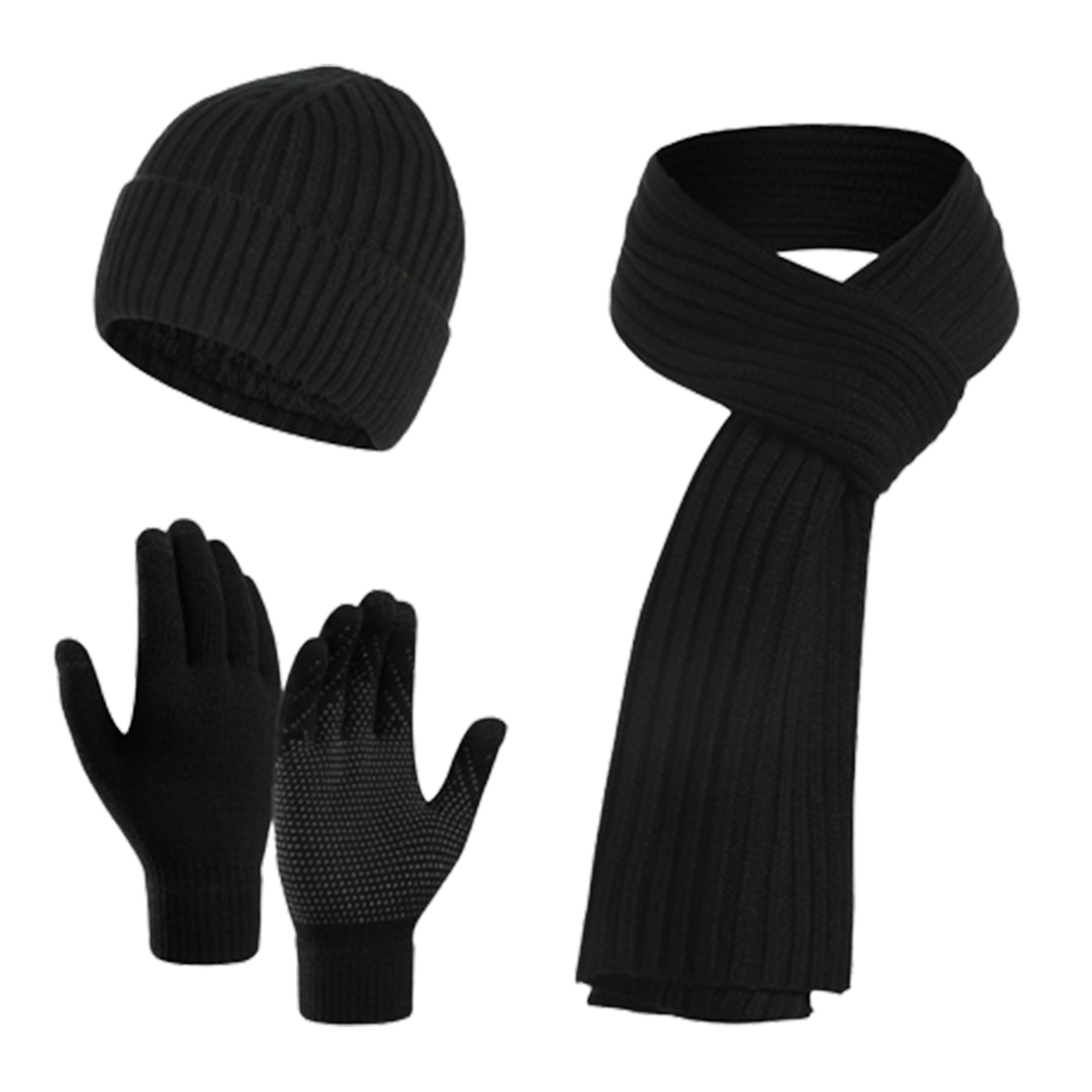Acrylic Knit Cap Scarf Gloves Set 6