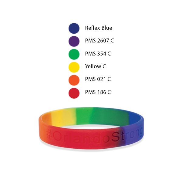1/4" Rush Segmented Rainbow Silicone Wristband 3