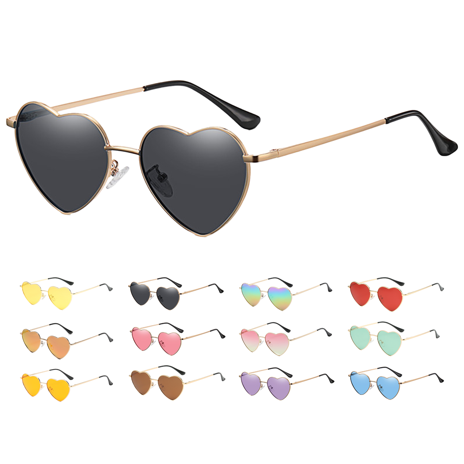 Heart Shape Metal Frame Polarized Sunglasses 5