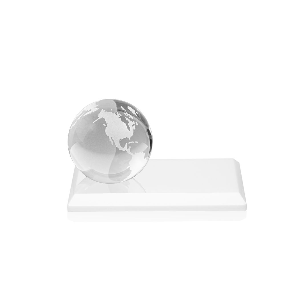 Globe Award on Rectangle Base - White 3