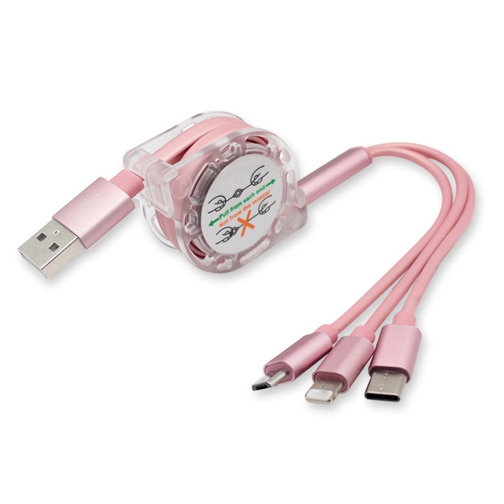 Promotional 3 in 1 Reel Charging Cable 3