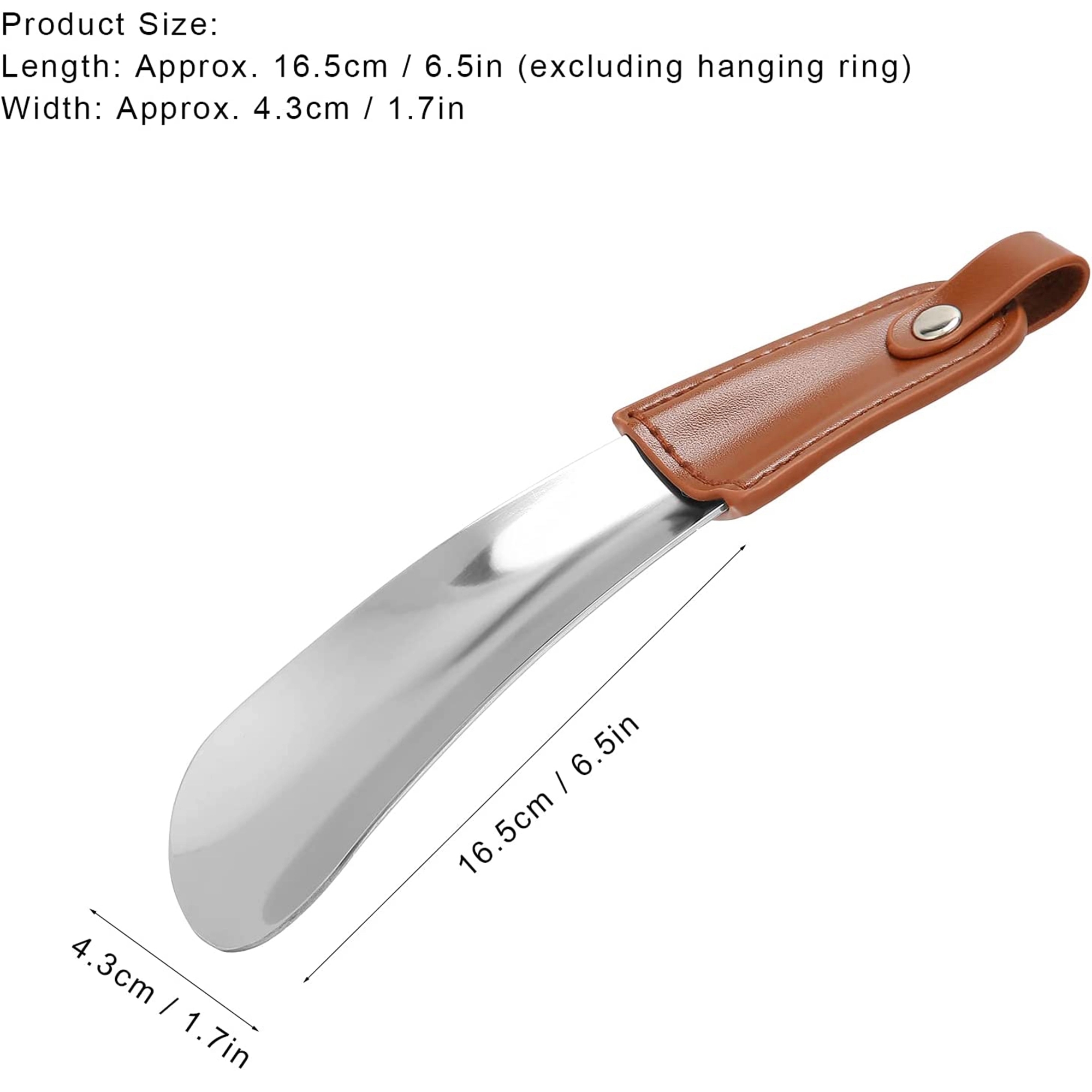 Protable Travel Shoe Horn with PU Leather Handle 2