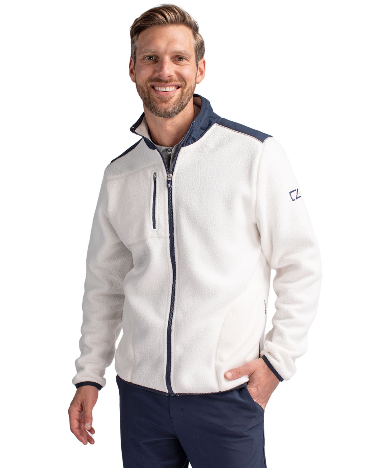 Cutter & Buck Cascade Epic Comfort Recycled Sherpa Fleece Mens Big & Tall Full Zip Jacket Big & Tall 3
