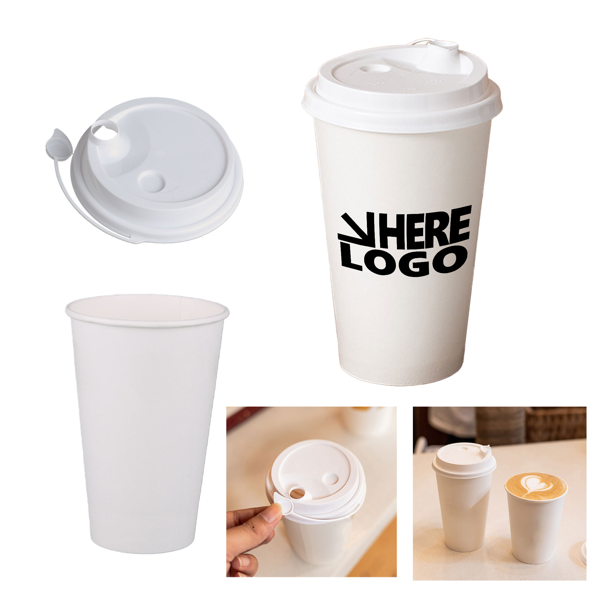 16 oz Disposable Paper Drinks Cup With Lids MOQ 100 2