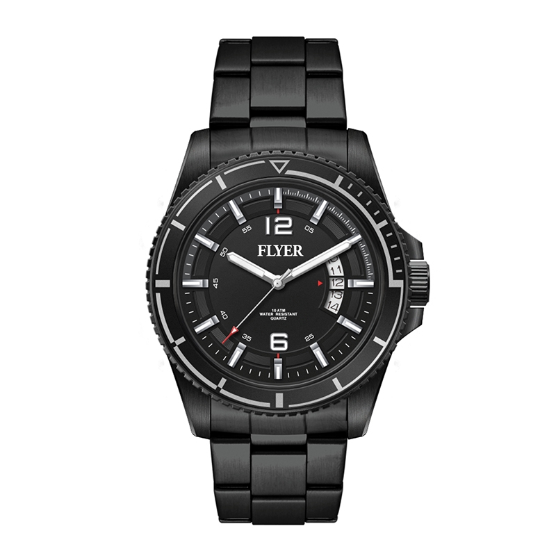 WC5254 42.5MM STEEL BLACK CASE, 3 HAND MVMT, BLACK DIAL, DTE DISPLAY, BK ROTATING BEZEL, BLACK BRACELET, FL